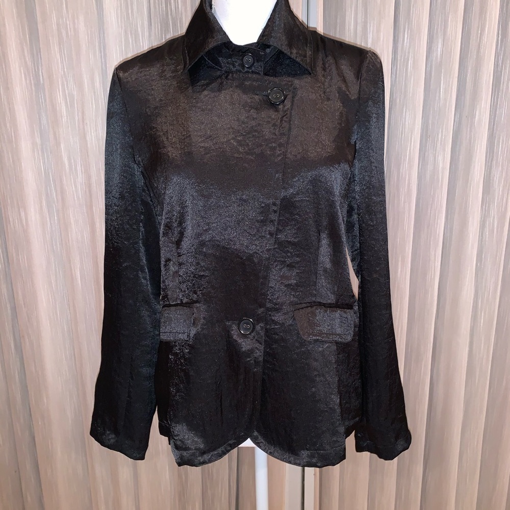 Erin London Like New Black satin jacket /shirt